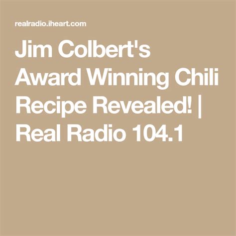 Jim Colbert Chili Recipe
